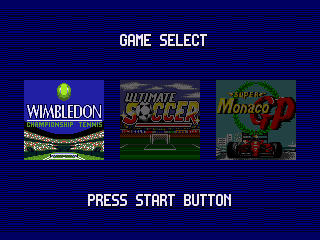Sega Sports 1 (Wimbledon, Ult.Soccer, Super Monaco) - Screenshot 1/5